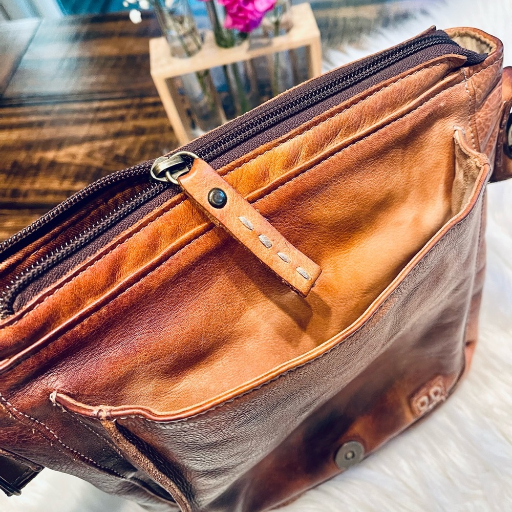 Bed Stu Distressed Tan/Brown Leather Crossbody - Picture 12 of 16